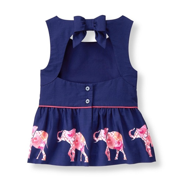 JANIE AND JACK Elephant Peplum Top Sleeveless 2T - Picture 2 of 6